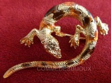 Broche "Lézard" dorée N° 2 Reptile Ovipare Ecailles - Bijoux pur Vintage