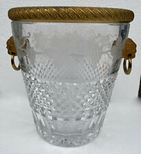 1950-70′ Seau à Champagne Cristal St Louis Aux têtes de Lion Et Bronze Doré