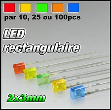 327# LED rectangulaire 3x2mm rouge, orange, jaune, vert, bleu -10, 25 ou100 pcs