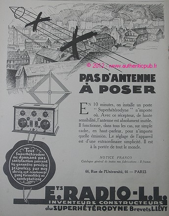 Publicite 1926 radio tsf - publicite, de