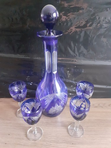 Service 4verres bleu carafe - bleu,
