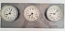 horloge triple vintage style industrielle Paris/London/New York