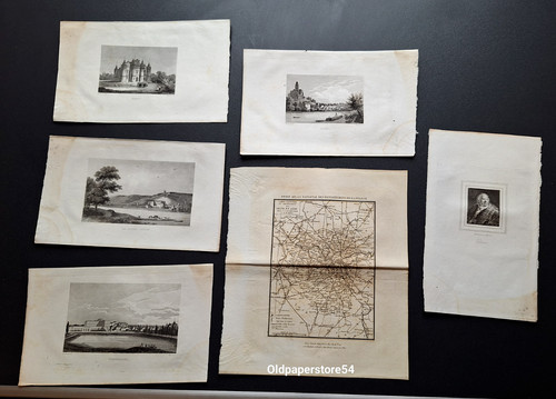 Lot gravures carte - de, et