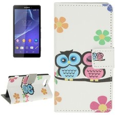 Étui Protecteur Portefeuille Cadre pour Téléphone sony Xperia Z3 Compact Hiboux