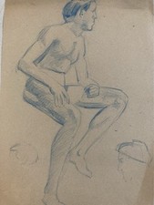 Ancien Beau Dessin Nu 1910