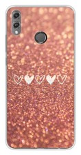 Coque en silicone imprimée compatible Huawei Honor 8X Paillettes coeur