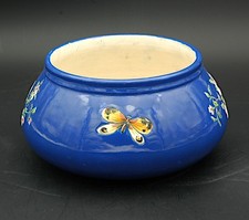 Rare cache pot en faïence bleue nuit aux émaux cernés, signé  COLLINOT - 19ème 