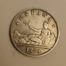 2 PESETAS ARGENT 1870 ESPAGNE 
