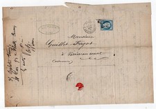 LETTRE ANCIENNE AVEC COURRIER PARIS POUR VIVIER AU COURT ARDENNES 1874