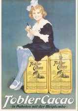 "Illustrateur" carte postale Chocolat  TOBLER Cacao DESSIN: fillette assise