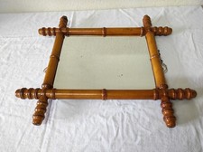 Ancien Miroir en bambou Cadre 46 x 41cm Miroir 30 x 24cm