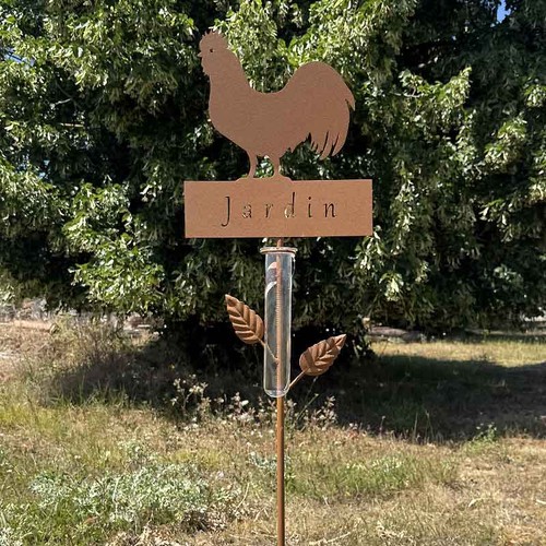 Pluviomètre coq métal - , à