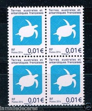 TAAF CENTIME TORTUE 2ème Tirage Mars 2014 impression OFF SET en Bloc de 4.