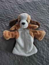 DOUDOU MARIONNETTE NOUNOURS CHIEN BASSET BLANC BEIGE MARRON - EXCELLENT ETAT