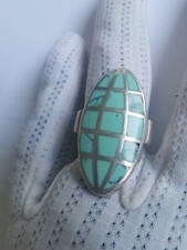 Bague ovale argent turquoise forme de globe