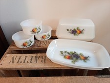 2RAVIER + 3 RAMEQUINS ARCOPAL MODÈLE FRUITS VINTAGE