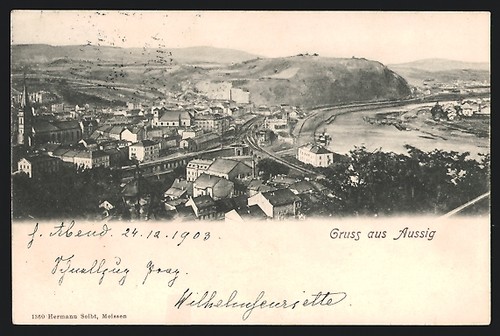 Carte postale aussig - carte, /