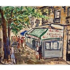 DUBUC Roland (1924-1998) "Sous l'Abat-Jour"(Montmartre)-H/T signée-54X65cm