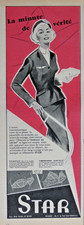 PUBLICITÉ DE PRESSE 1957 SOUTIEN-GORGE STAR - HOTESSE DE L'AIR TRANSATLANTIQUE