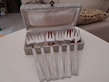 Fourchette Métal Argenté Poinçon 6 À Huitre+Coffret Ancien Rare Très Bon État 