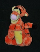 Peluche doudou Tigrou DISNEY NICOTOY jaune orange noir nez rose 25 cm assis TTBE