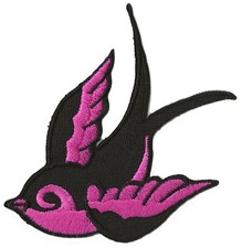 Patche écusson blason Hirondelle tattoo thermocollant patch rock Oiseau