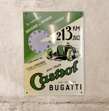 Plaque émaillée CASTROL BUGATTI record automobile enamel sign