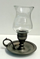 Ancien Bougeoir Décoratif en Verre et Pied en Étain - Made in France