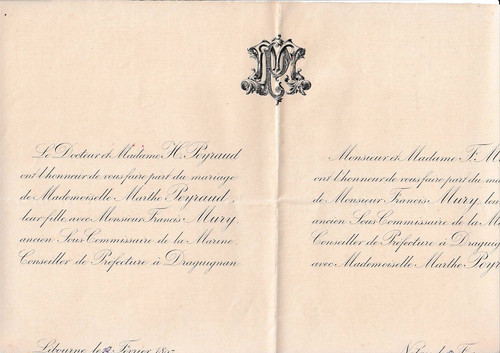 Faire part mariage 1897 - faire-part,
