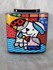 Romero Britto, vase porcelaine à décor du chien Ginger, édité par Goebel