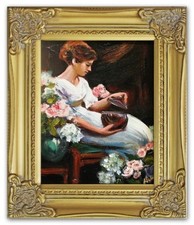 Grande Maître-32x27cm-Toile Peinte À La Main Avec Cadre Tableau G03753