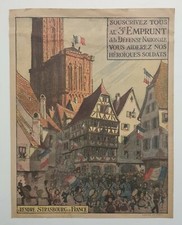A rendre Strasbourg à la France Hansi vers 1915 Affiche Originale 14-18 Alsace