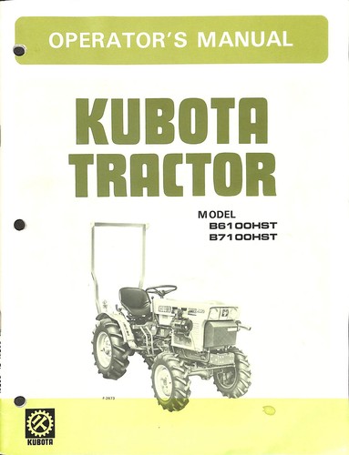 Kubota operator manual - operator's,