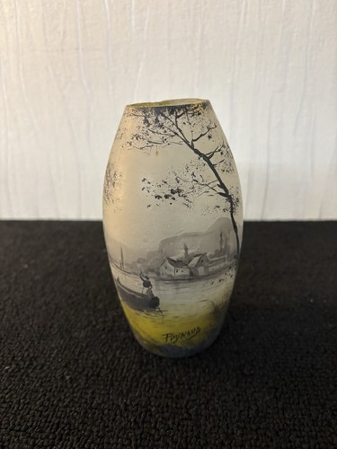 Vase verre peint paysage - vase,