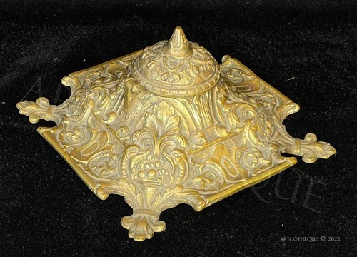 Encrier ancien bronze ou - encrier,