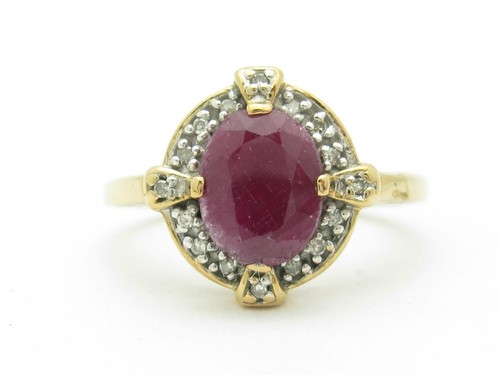14k jaune diamants - or, rubis
