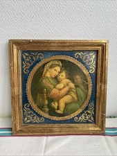 Ancien Cadre Bois Vierge A La Chaise Religieux Deco Ésotérisme Prière 