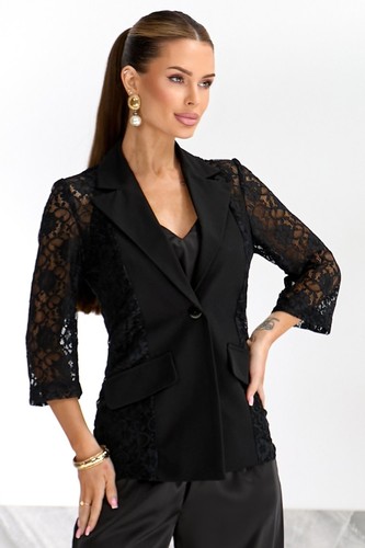 Veste noire avec - , dentelle