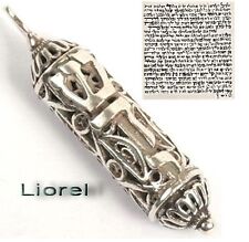 Pendentif Mezouza en filigrane en argent avec parchemin rouleau de prière jui...