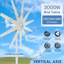 3kW 10 Lames 12/24V 48V Turbine éolienne Générateur Charge Contrôleur Puissance