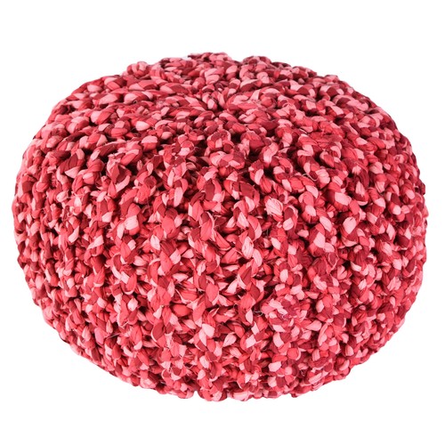 Large hand knitted red - large, pouf
