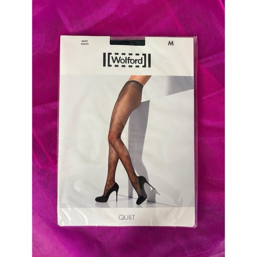 Nwt wolford black quilt tights - black,