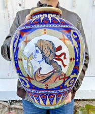 SPLENDIDE ENORME VASE POTICHE CERAMIQUE ITALIENNE RUBBOLI GUALDO TADINO HT 42 CM