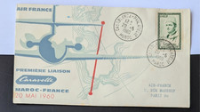 AIR FRANCE enveloppe et timbre première liaison CARAVELLE 1960 MAROC FRANCE