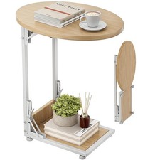 Table basse pliante en forme de C, petite table dappoint avec sac de rangemen...