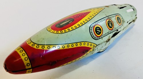 Tin toy rocket ship friction - tin,