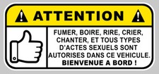 ATTENTION HUMOUR FUN DRIFT JDM AUTOCOLLANT STICKER 12cmX5,5cm (DA139)