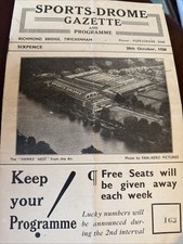 Vintage Hockey Programme 1936 Richmond Hawks Contre Sport Club Rapide England GB