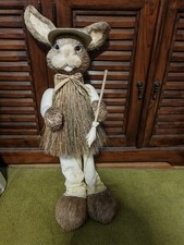 GRAND LAPIN EN PAILLE : L'ARTISTE PEINTRE 67 cm Décoration