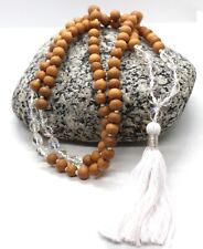 6mm Blanc Bois de Santal Mala 108 Perles Diamant Coupe Feu Verre Sandale Collier